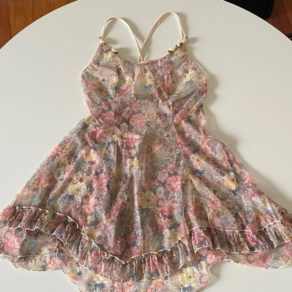 Floral Sheer Mini Dress Cover Up - Picture 16 of 16